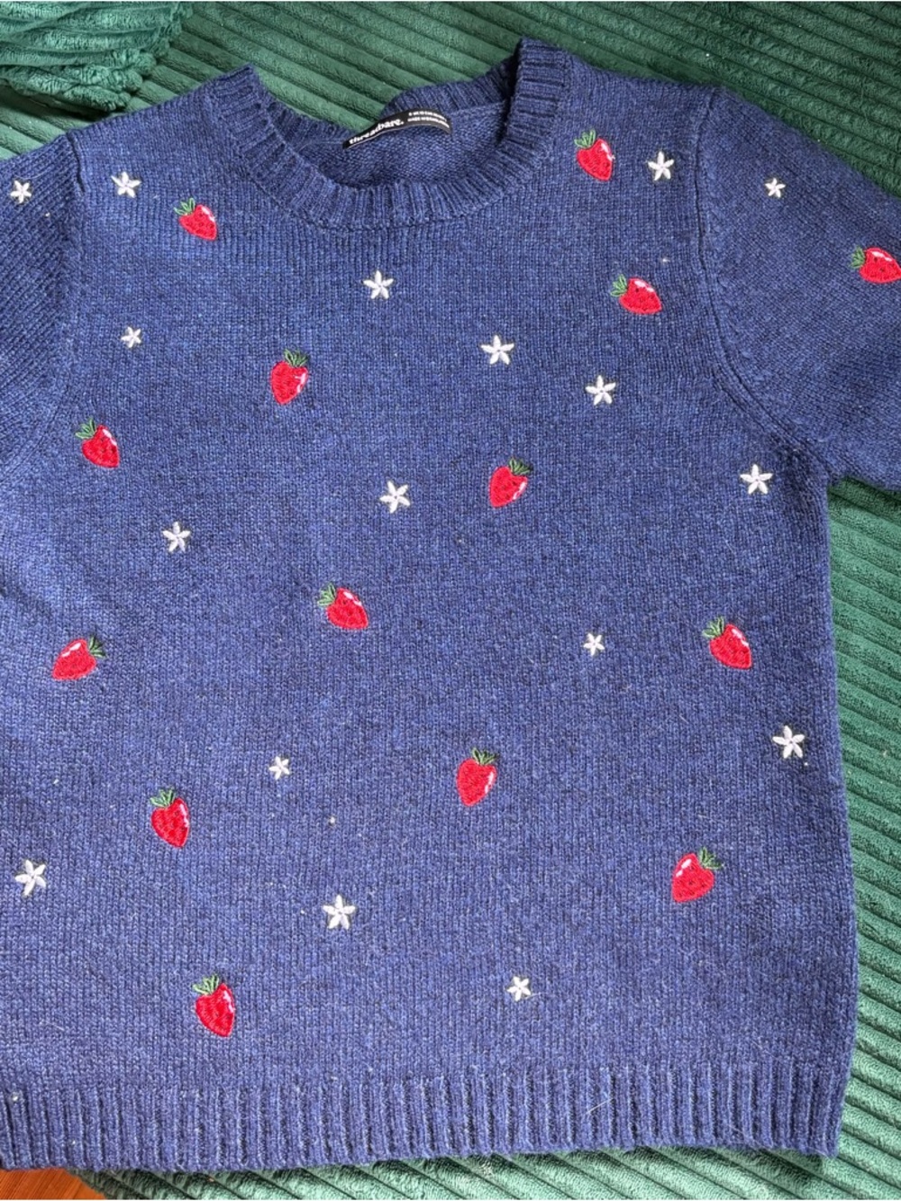 Women’s Navy Strawberry Embroidered Sweater
